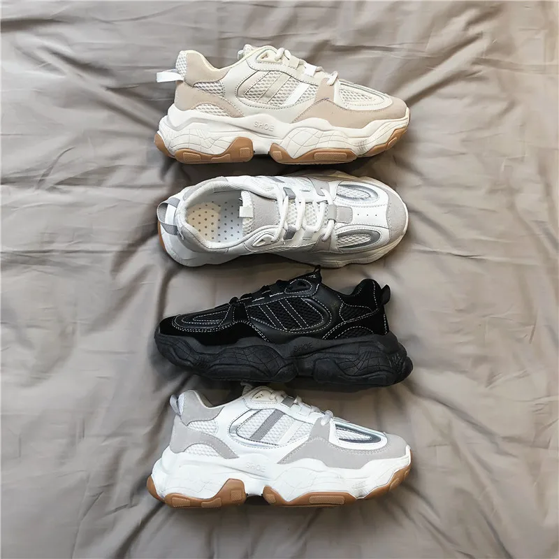 Preise QWEDF männer vulkanisierte schuhe Männer Turnschuhe Marke Designer Plattform Chunky Turnschuhe Männer Trainer Lace Up Farbe passenden D6 46