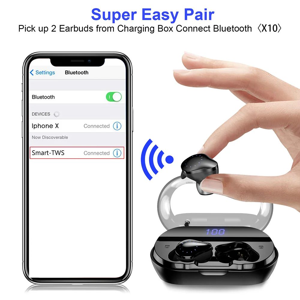 TWS Bluetooth наушники Airdots Hi-Fi стерео HD звук сенсорное управление 4000 мАч долгое время работы спортивные водонепроницаемые наушники