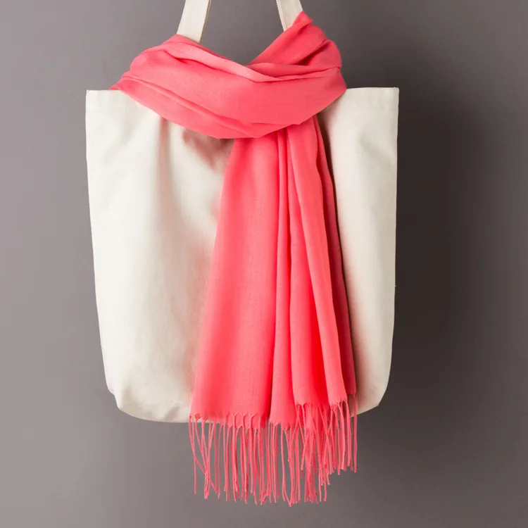 Watermelon red Scarf Женские однотонные кашемировые шарфы с кисточками, осень, новые мягкие теплые шарфы для девушек и женщин, тонкий длинный шарф, Женская шаль, мужской шарф - Цвет: Watermelon red Scarf