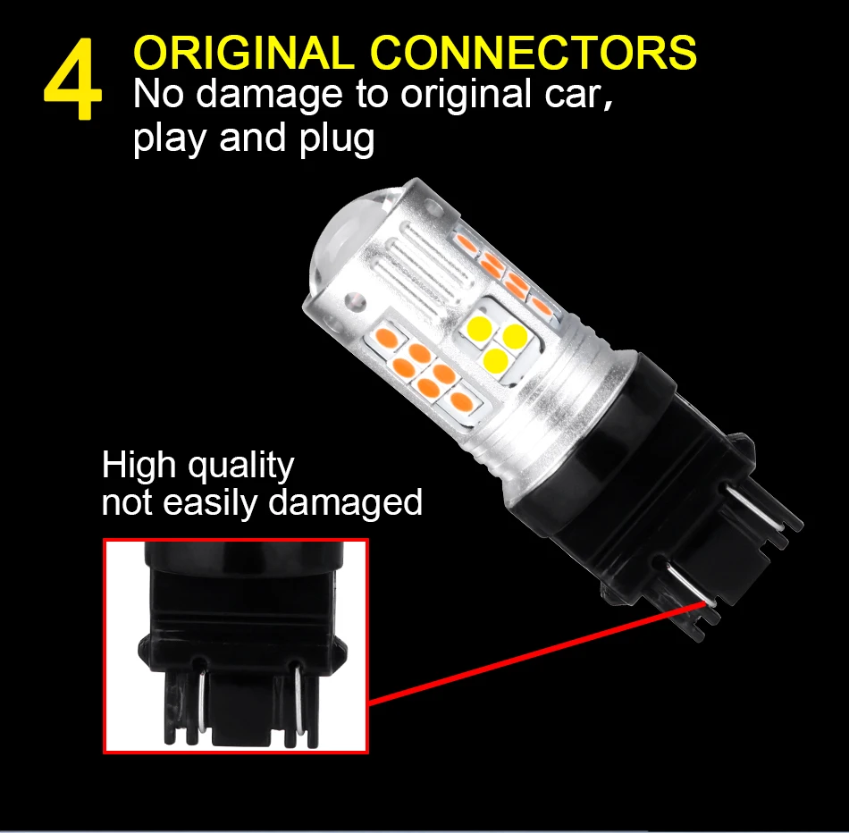 Hlxg двойной Цвет 1157 7443 3157 светодиодный W21W WY21W автомобилей сигнала поворота светильник T20 7443 W21/5 Вт светодиодный фонарь стоп-сигнала белый янтарь Подсветка салона