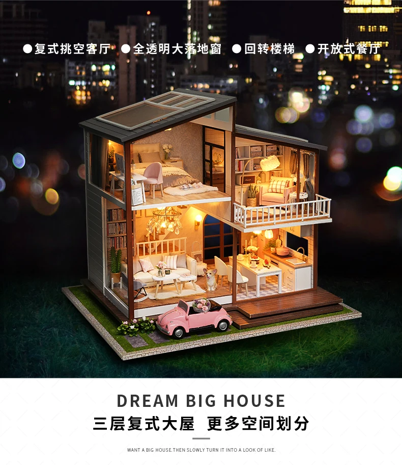 DIY for Making Adult Cabin Creative Handmade Women's Villa House Assembled Model Super Difficult Toy Gift
