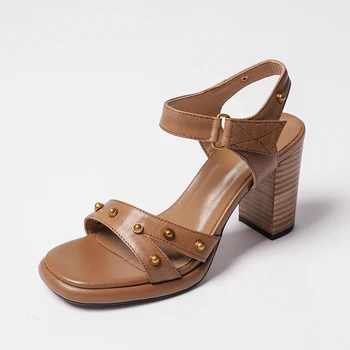 

100% Genuine Leather Ladies Sandals High Heels platform Pumps 2020 New Summer dress party Shoes Woman Heels Size 34-43