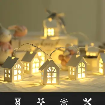 

2020 New LED Garland Wood House String Light 2m 10LEDs Room Decor String Lamp Wedding Party Holiday Fairy Lights Novelty Lamp