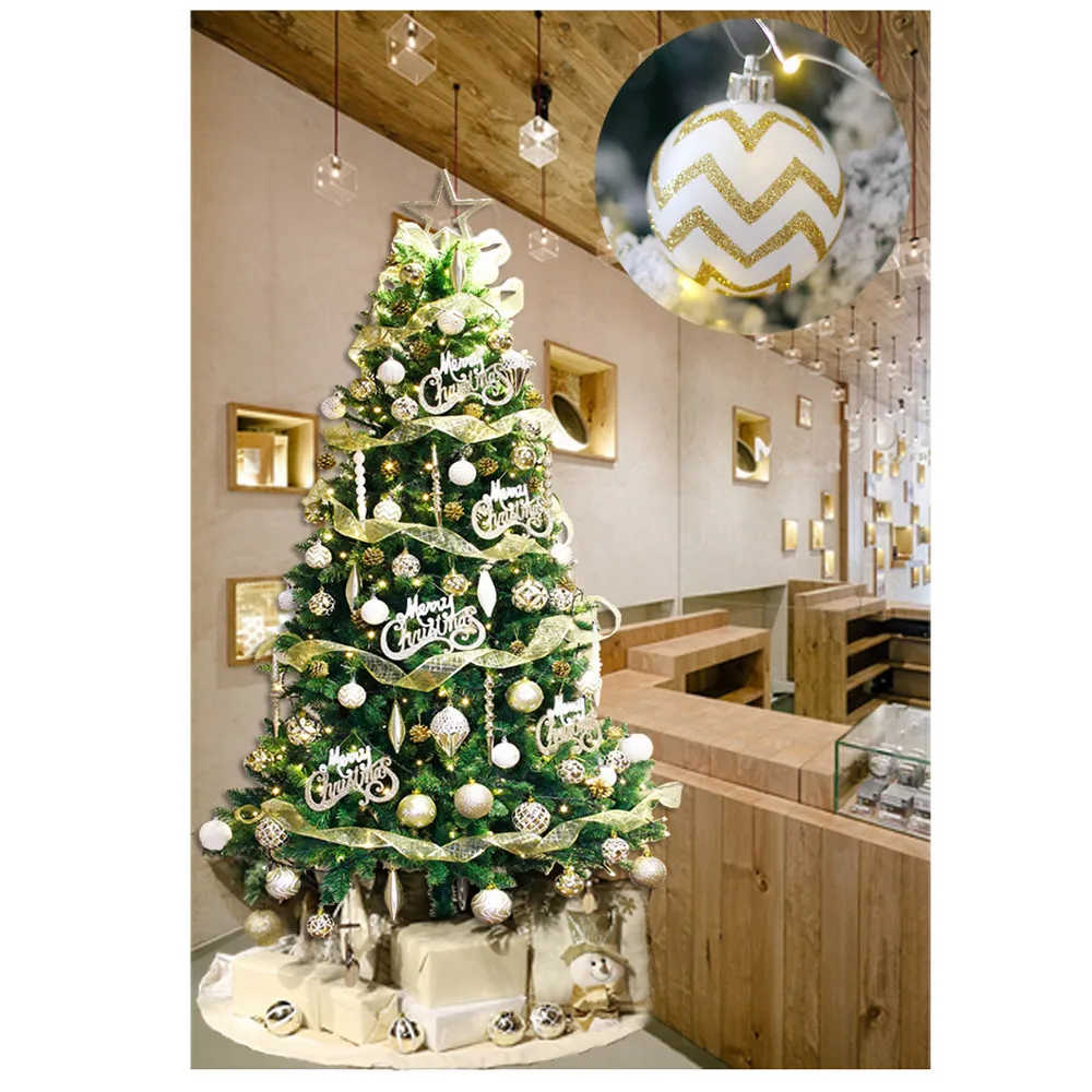 40# 30Pcs white gold Mixed Christmas Tree Decor Balls Xmas Party Window Home Furnish Christmas Hanging Ball Christmas Decoration