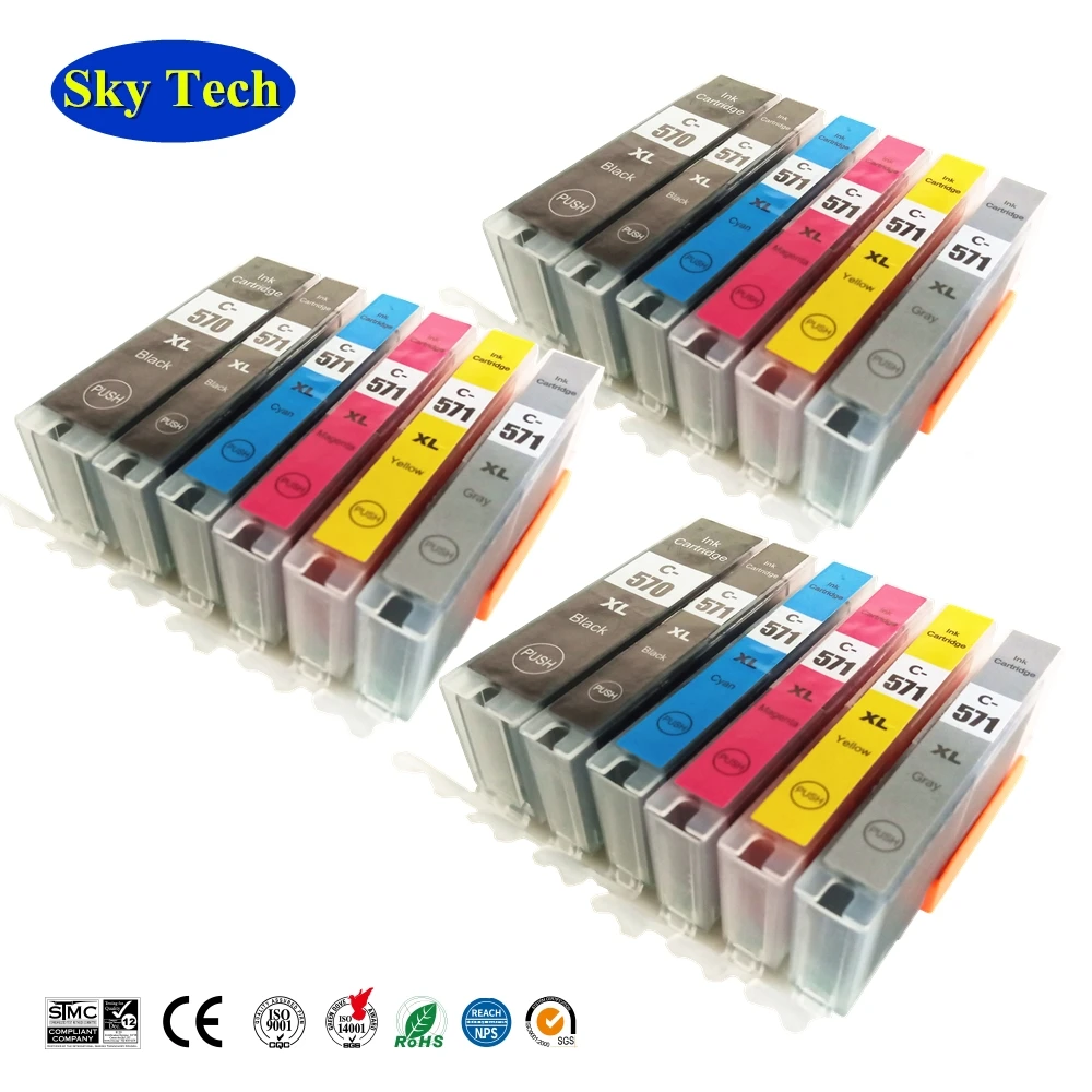 Cartucce Di Inchiostro Compatibili Per Canon Pgi570 Cli571, Pgi-570 Cli-571 Per Pixma Mg5750/Mg6850/Mg7750/Ts5050/Ts6050/Ts8050/Ts9050
