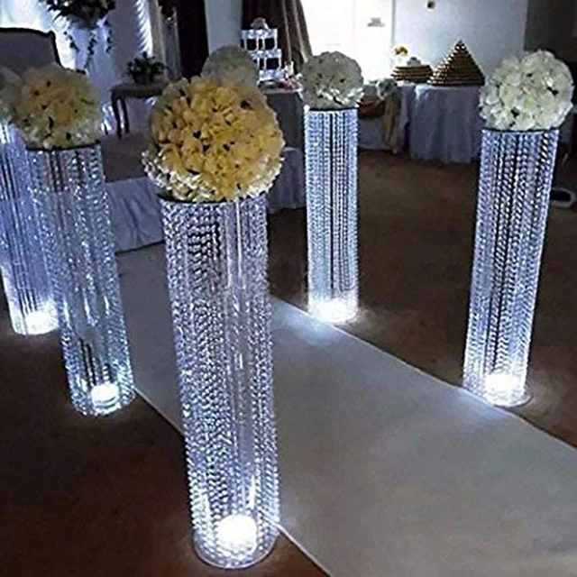 

Tall Wedding Flower Chandeliers Flower Stand with Acrylic Pendants for Wedding Table Centerpiece Wedding Aisle Road Lead