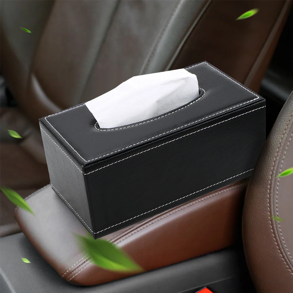 Tissue Box Dispenser Napkin Holder PU Leather Tissue Boxes Rectangular Napkin Box Tissue Paper Holder Home Kitchen Organization Home Supplies Anti-moisture