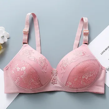 

Plus Size Sexy Lace Lingerie Embroidered Bras for Women's Bralette Wireless Push Up Underwear Adjustment Thin Bra Female