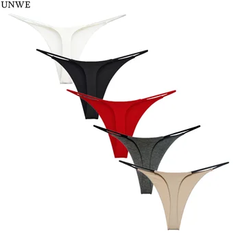 

UNWE Thin Strappy Women Thongs and G Strings Plus Size Low Rise Female Tanga Cotton Bikini Underwear S-XL