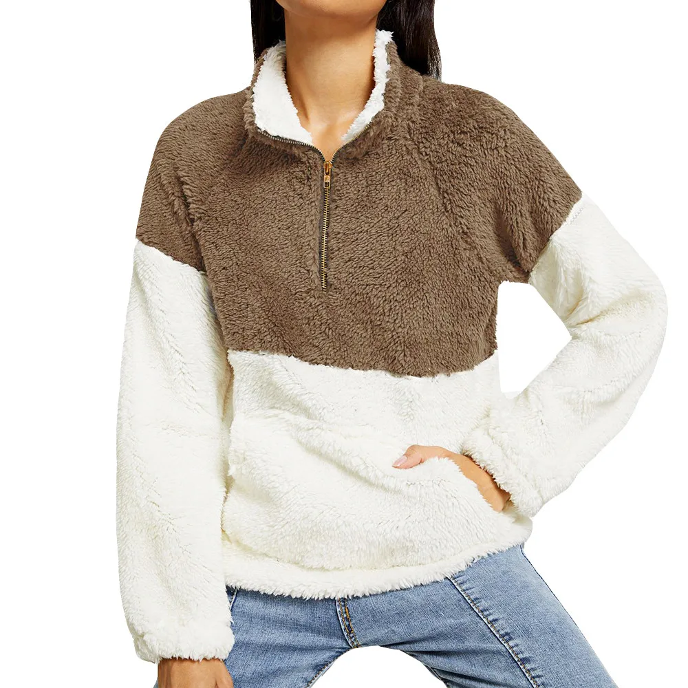 

Autumn Winter Plush Women Sweatshirt Oversize Fluffy Fleece Long Sleeve Pullovers Hoodies Women Casual Coats