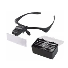 Loupe éclairée, lunettes à souder, serre tête, lentilles de lecture avec grossissement, lumière LED 25X 