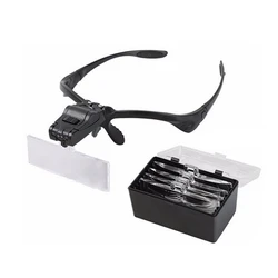 Illuminated Magnifier Magnifying Glasses Soldering Glasses Headband Reading Magnifier Lenses with Magnification LED Light 25X