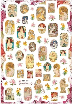 

Newest TSC-193 mucha designs 3d nail art sticker decal STAMP nail decal accessories