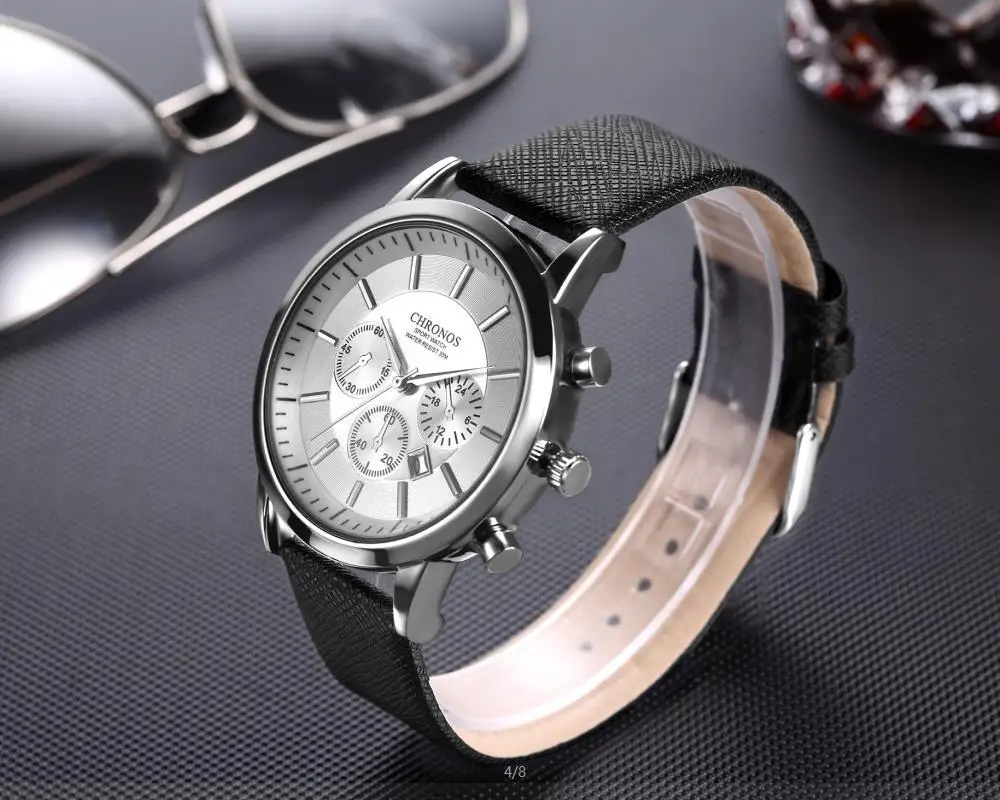 Лидер продаж часы Chronos MEN'S декоративные маленькие кварцевые с тремя стрелками и