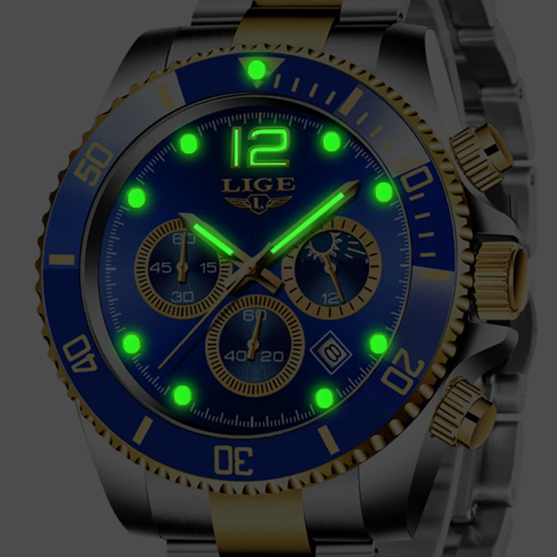 2024LIGE Mens Watches New Fashion Sport Stainless Steel Date Clock Luminous Waterproof Quartz WristWatch Relogio Masculino Reloj 4
