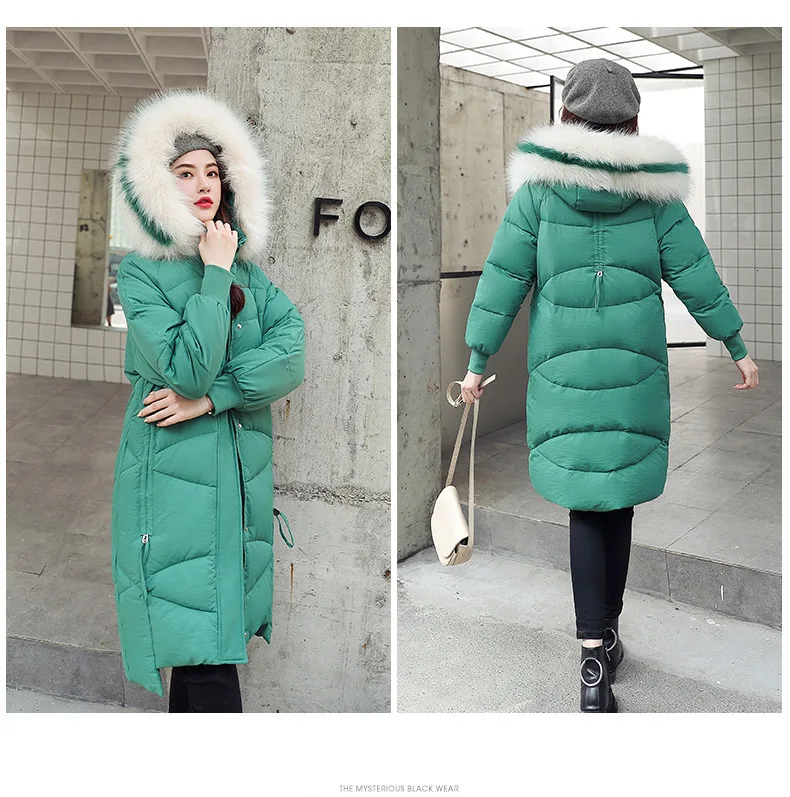 Теплая зимняя женская куртка больших размеров 5XL 6XL, женские длинные парки с капюшоном и меховым воротником, приталенная женская пуховая хлопковая куртка, зимнее пальто