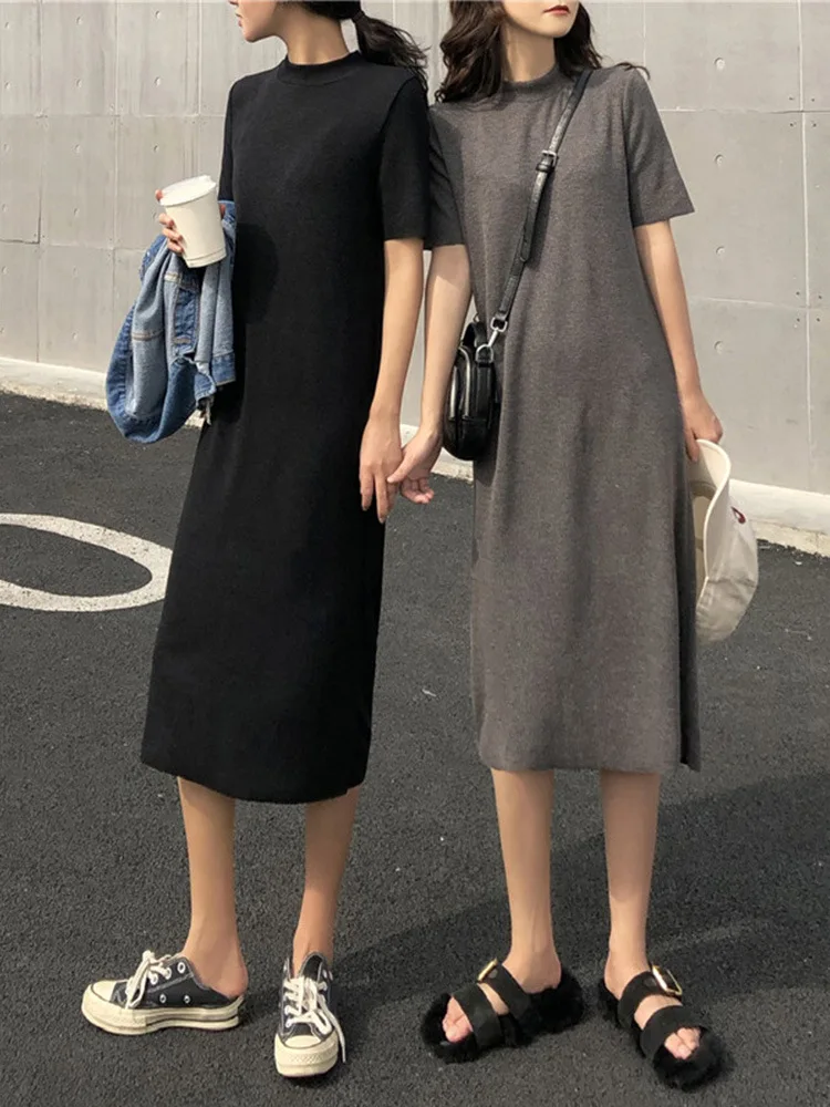 

Spring And Summer 2019 Popular First Love Skirt Korean-style CHIC Mid-length Loose Short Sleeve T-shirt Hipster Dress Women's