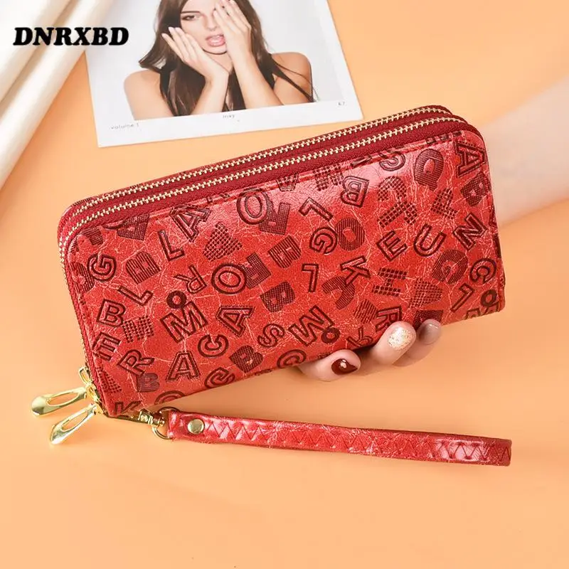 Billeteras con doble cremallera para mujer, cartera de mano larga para teléfono móvil, monedero, - AliExpress Maletas y bolsas