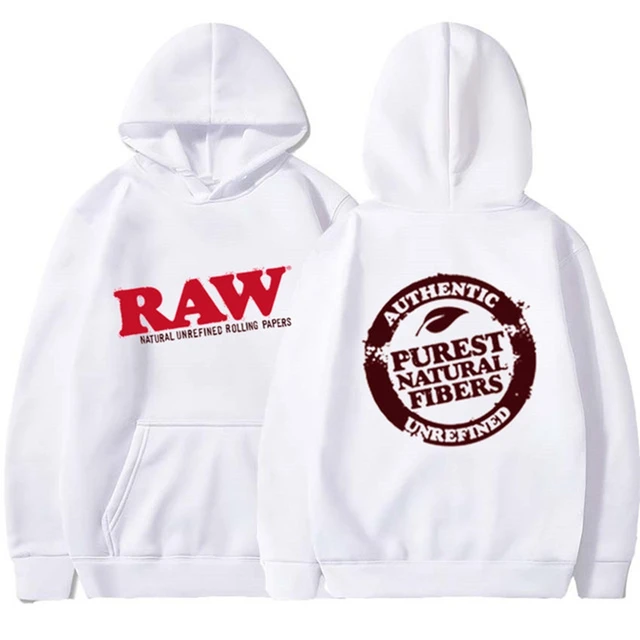 RAW Fashion Hoodie Men's Sweatshirt Polar Fleece Hooded Harajuku Hip Hop Casual Men's Ladies Hoodie High Quality Pullover Hoodie white