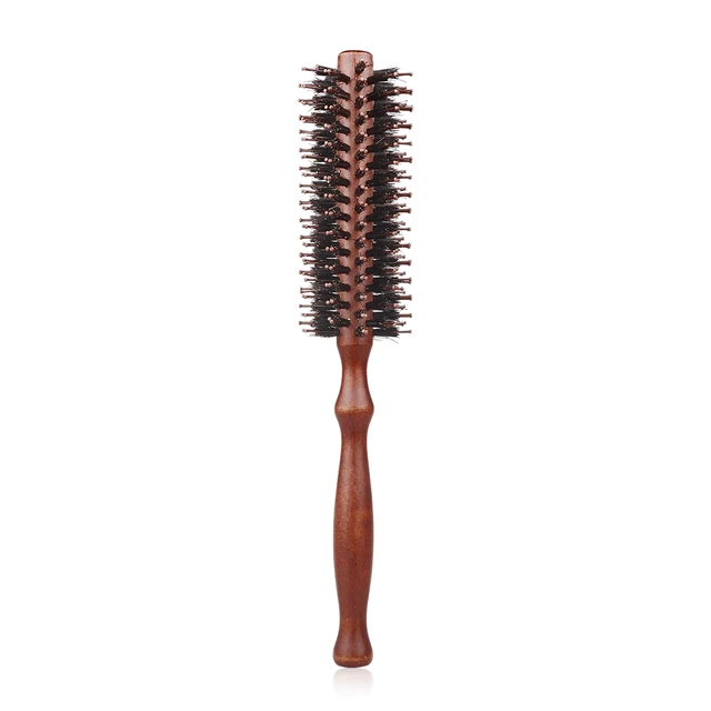 6 Style Natural Boar Bristle Hair Round Brush Wood Handle Round Barrel Hair Comb Hair Roller Brush Hairdressing Styling Tools HLB-ZWMGS-10mm