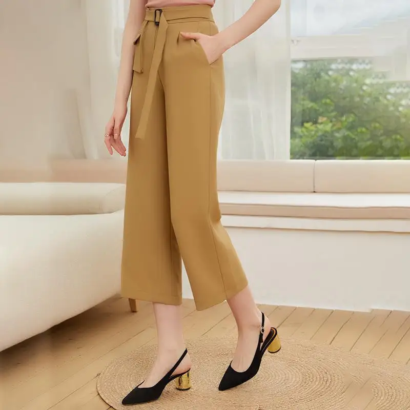 Pantalones de malla recta para mujer, pantalón informal de cintura media, de calidad, primavera y otoño, venta directa de fábrica, 2021