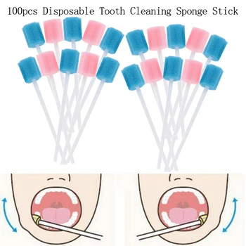 

100pcs Disposable Tooth Cleaning Sponge Stick Oral Care Sponge Tooth Cleaning Sponge Swab With Stick Oral Care Accessories