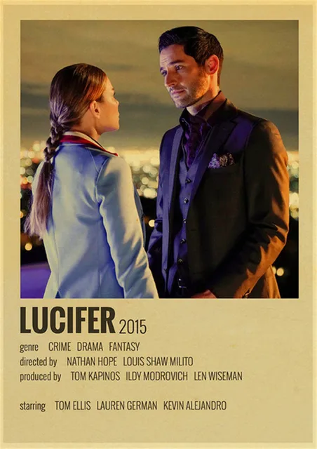 Retro classic movie TV show Harlem Kinzel/Lucifer retro canvas print poster modern art poster room/bar decoration X4328