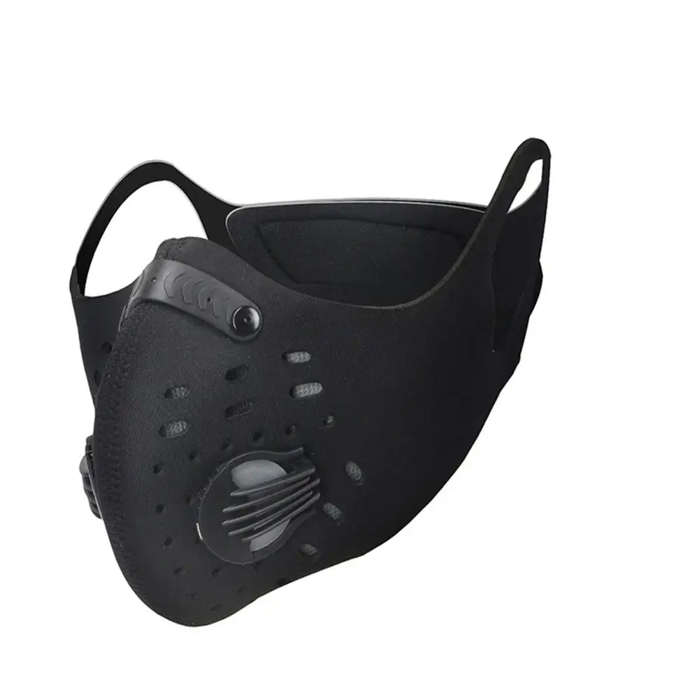 Противопылевая тренировочная маска, велосипедные маски с фильтром, активированный уголь, половина горного велосипеда, спортивные дорожные велосипедные маски, покрытие для лица - Цвет: Black