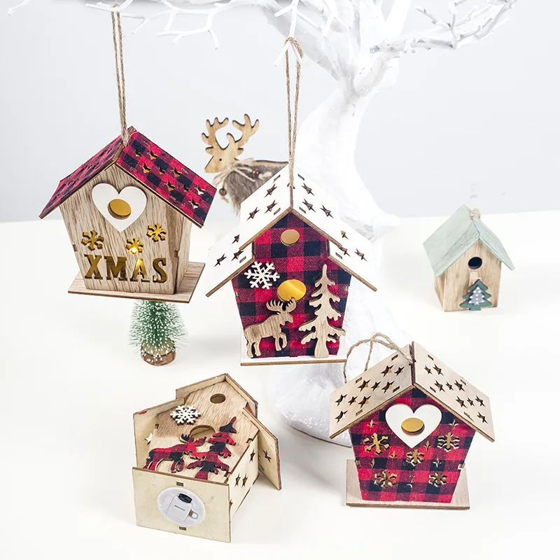 Рождественские Деревянные Подвески Украшения Милая деревянная мини-игрушка полый дом Рождественский свет Рождественская игрушка подвесные гаджеты