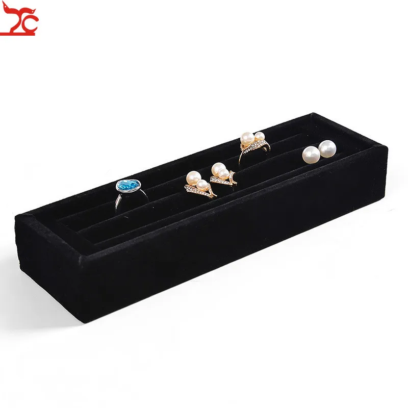 Velvet Jewelry Display Stand Ring Holder Rings Organizer Ear Studs Rack Jewellery Display Tray   joyeros organizador de joyas