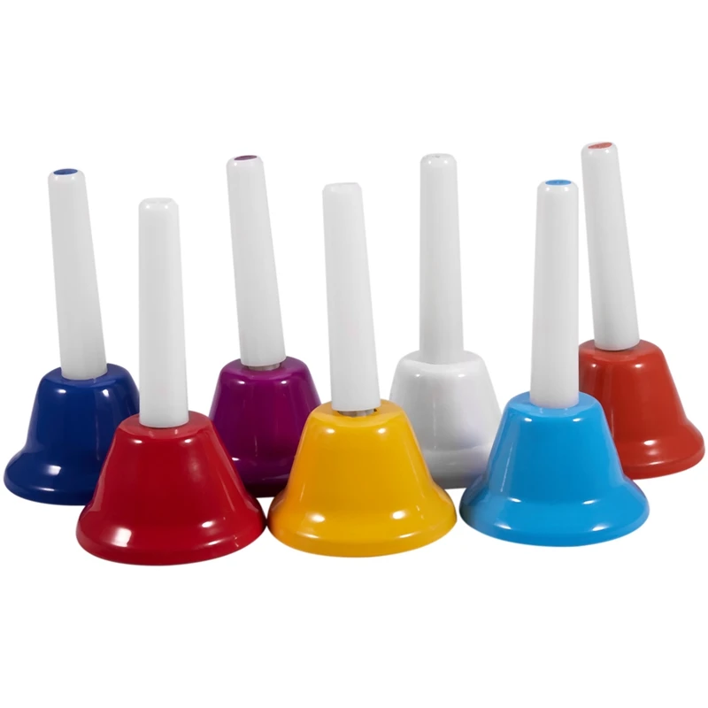 8-Note Metal Hand bells Set Colorful Musical Percussion Instrument Toy for Kids Hand bells 
