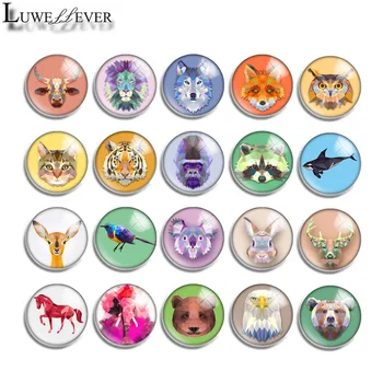 

10mm 12mm 16mm 20mm 25mm 30mm 570 Cool Animal Mix Round Glass Cabochon Jewelry Finding 18mm Snap Button Charm Bracelet