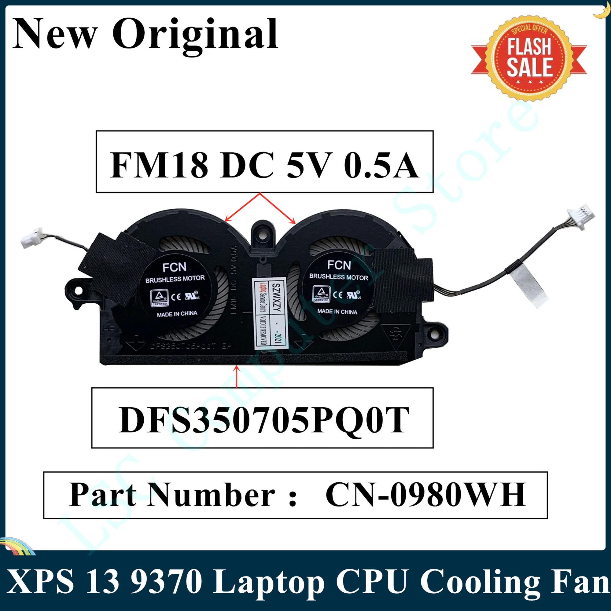 LSC New Original For Dell XPS 13 9370 Laptop CPU Cooling Fan