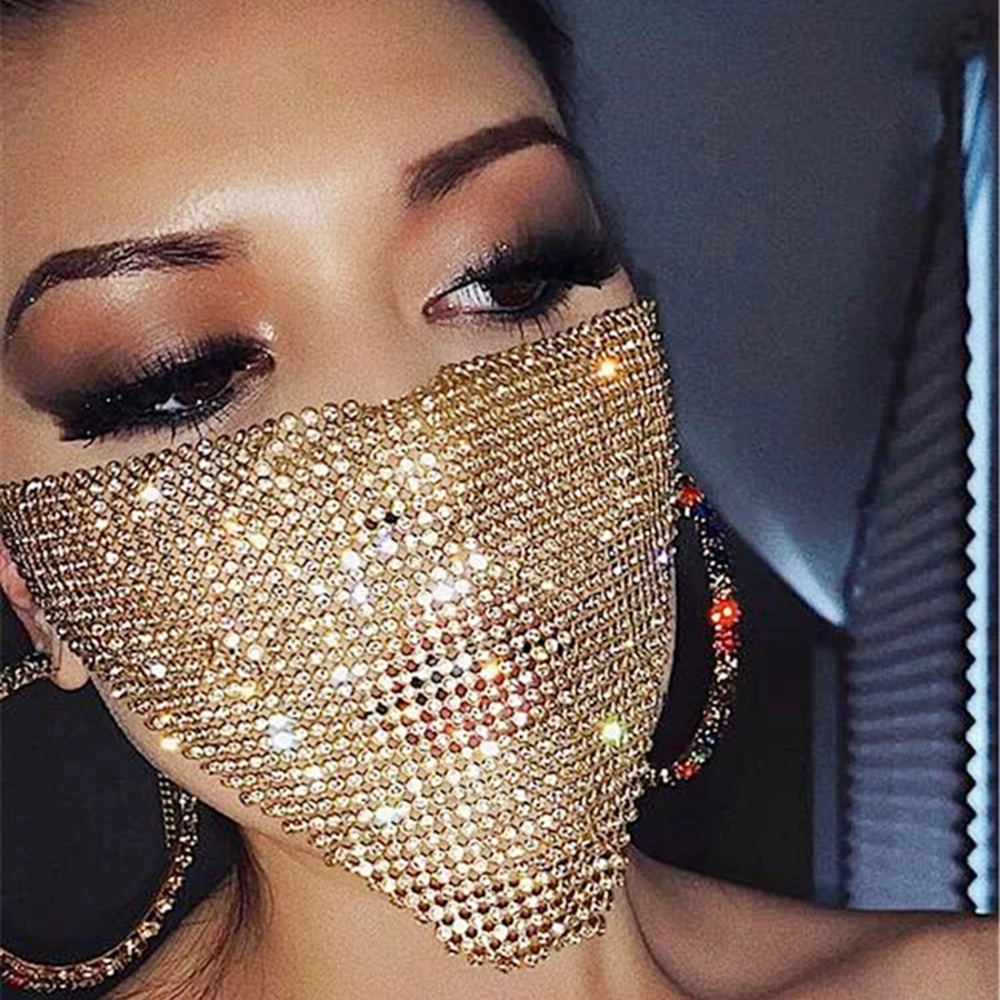 

Celebrity High Fashion Style Beautiful Adjustment Rhinestone Mask Ladies Night Club Party Wear Shinying Colour Diamond Mask