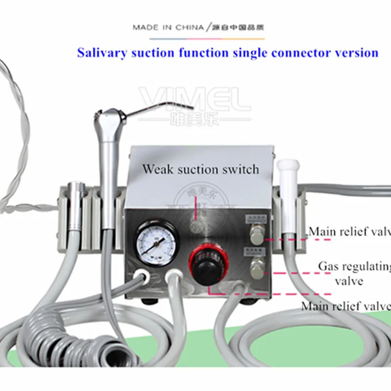 Портативный стоматологический турбинный блок пластик/Корпус из нержавеющей стали двойной разъем со слабой слюной всасывающий стоматологический инструмент