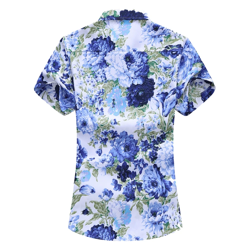 Men Cotton Casual Shirt Summer Print Short Sleeved Single Breasted Lapel S-5XL 6XL