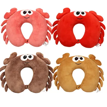 

JINSERTA Cartoon U Shape Animal Crab Neck Travel Pillow Funny Home Airplane Cushion Pillows For Travelling Office Car Sleeping