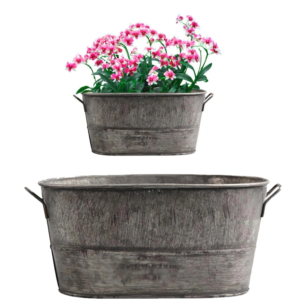 Small Esschert Design Old Zinc Oval Bucket with 3-Compartment Small Esschert Design Old Zinc Oval Bucket with 3-Compartment