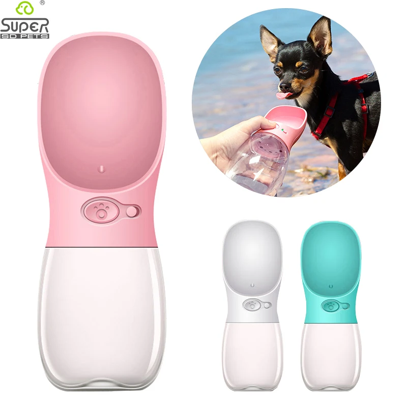 Botella de agua portátil para perros pequeños y grandes, tazón de viaje para cachorros y gatos, bebedero para Bulldog, 350/550ML