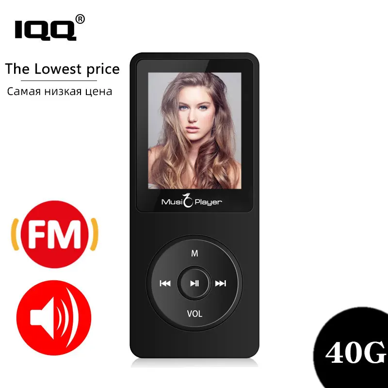 

IQQ New Version Ultrathin MP3 Player X02 Built-in 40G and Speakers can play 80H Lossless portable walkman with radio /FM/ record