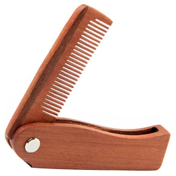 

Wood Portable Beard Folding Comb Men'S Iron Wire Wood Folding Beard Comb
