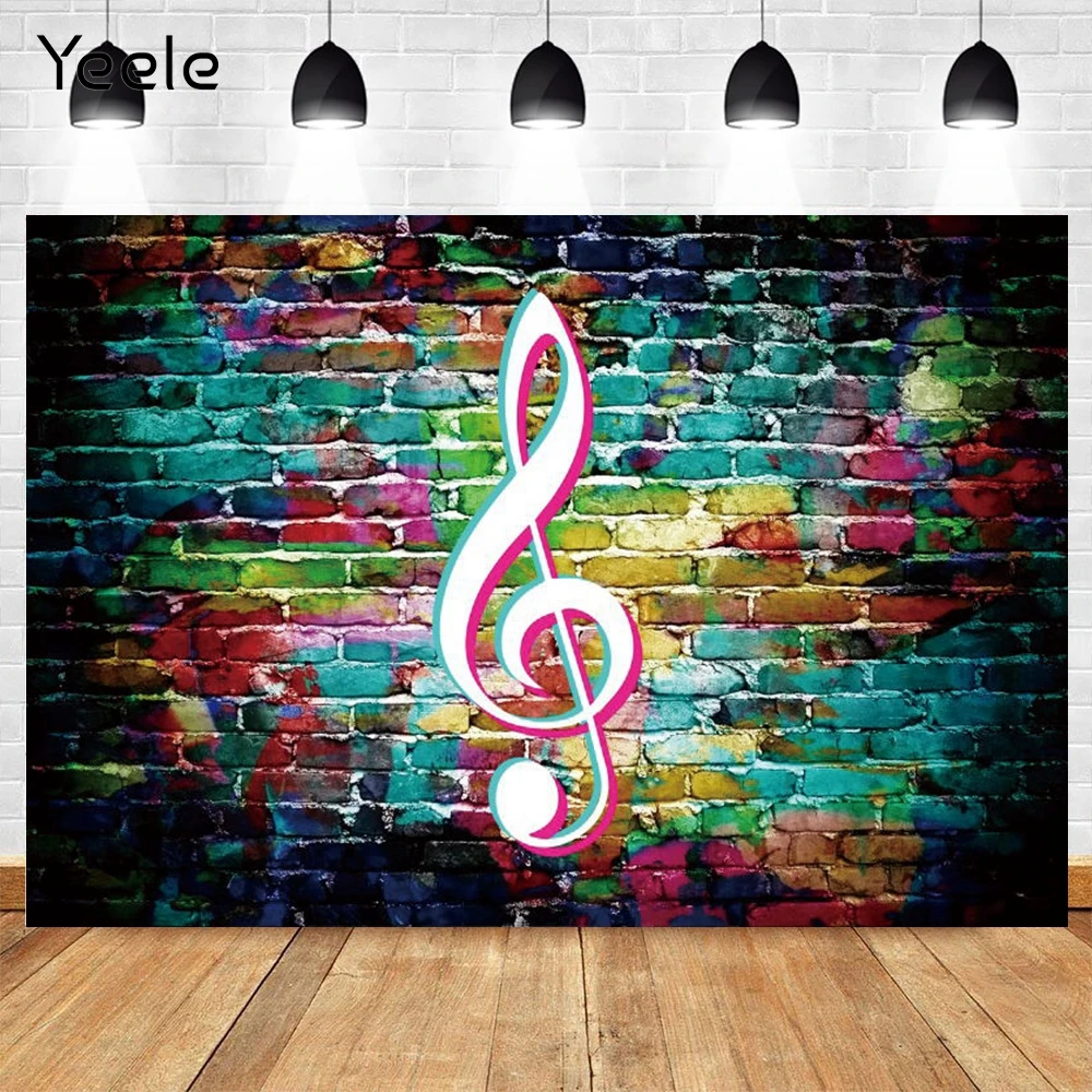 

Yeele Atmosphere Music Party Backdrop Photozone Wall Tiles Background Birthday Brightly Colored Photo Studio Photophone Props