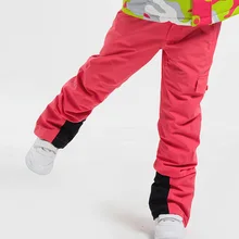 Новые детские лыжные штаны, зимние водонепроницаемые брюки ветрозащитные теплые лыжные штаны для мальчиков и девочек, уличная спортивная детская Лыжная одежда