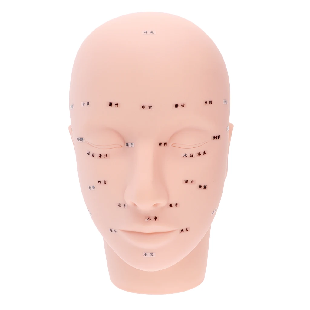 Massage Training Mannequin Makeup Head Manikin Face with Acupuncture Points for Eyelash Lip Extension Practice Model Soft PVC