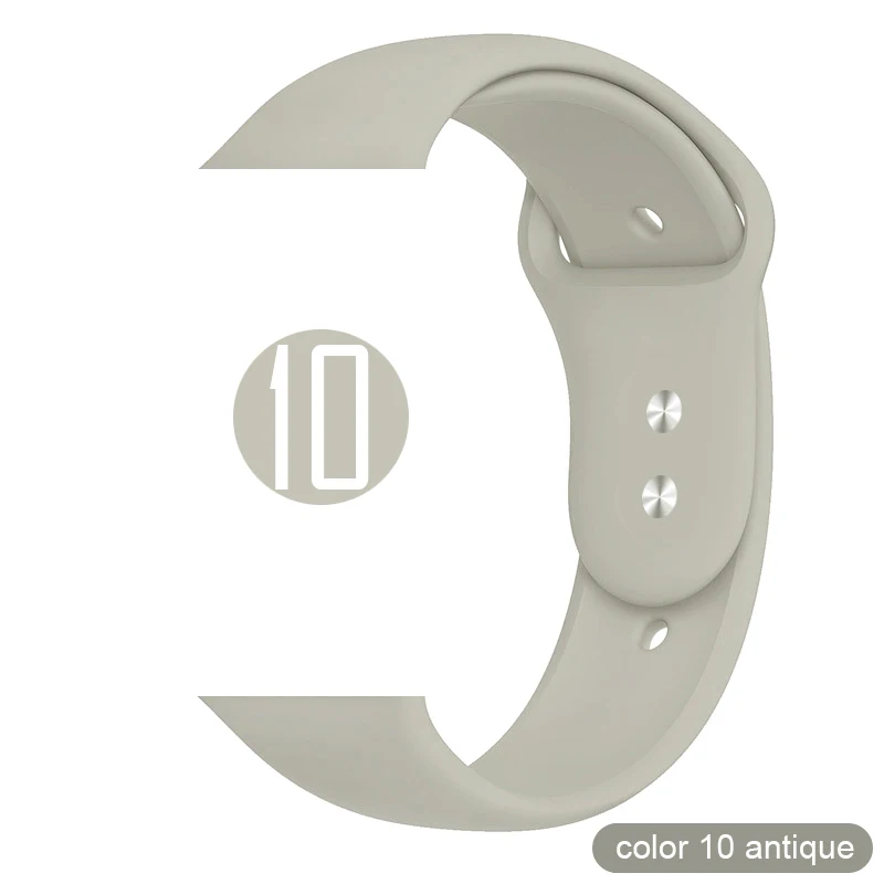 10 Antique Мягкий силиконовый спортивный ремешок для Apple Watch 5 4 3 2 1 38 мм 42 мм, резиновый ремешок для часов Iwatch series 5 4 40 мм 44 мм - Цвет ремешка: 10 Antique