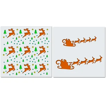 

13*13 Christmas deer pvc Layering Stencils for Diy scrapbook coloring,painting stencil,home deco DIY Paper Cards Crafts