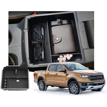 

Car Central Armrest Storage Box Secondary Storage Center Console Organizer Compatible for Ford Ranger 2019 2020