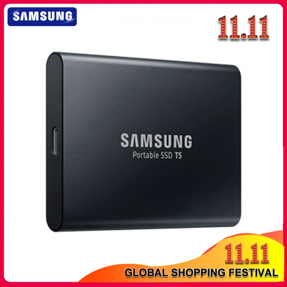 

100% Samsung T5 portable SSD 250GB 500GB 1TB 2TB USB3.1 External Solid State Drives USB 3.1 Gen2 and backward compatible for PC