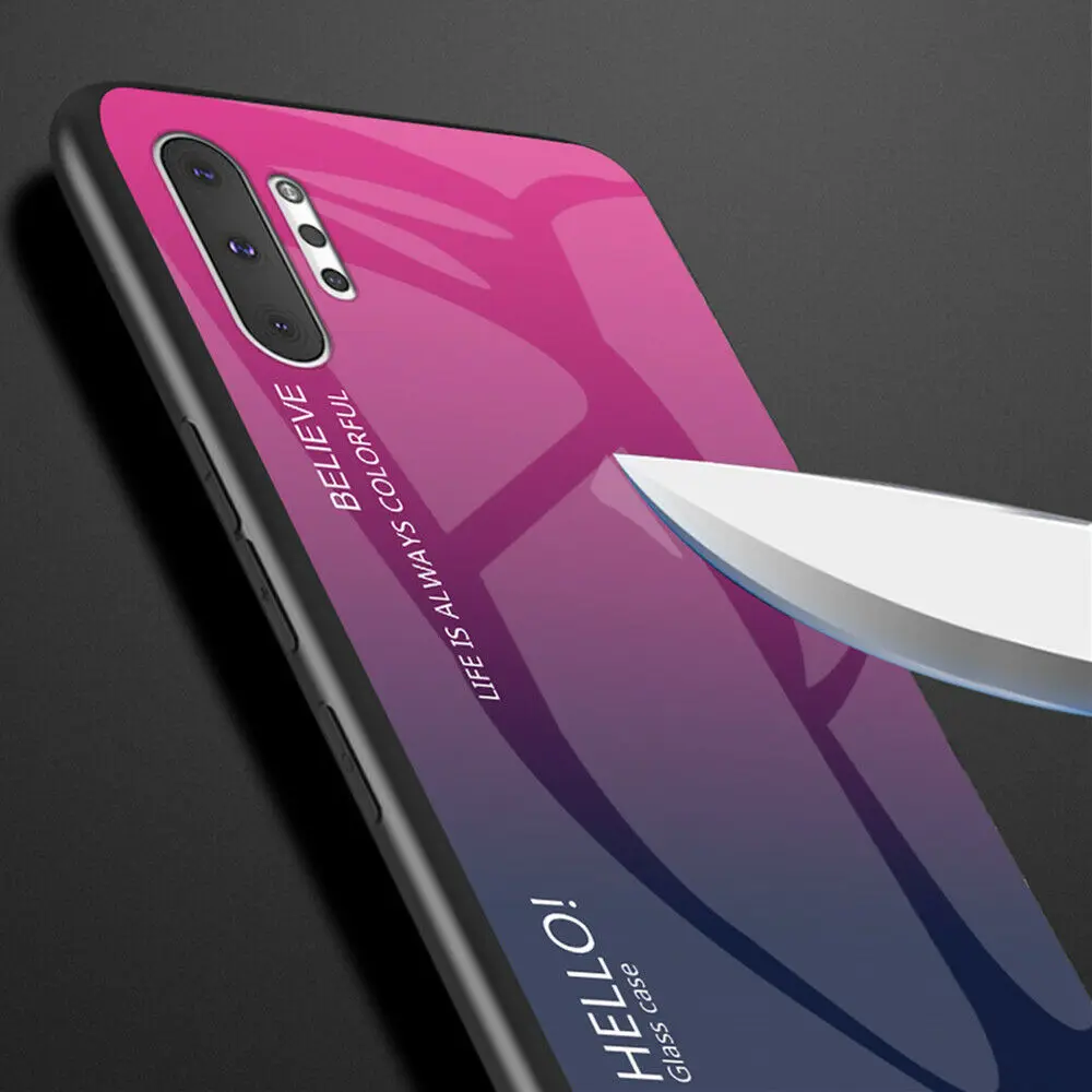 Для samsung Galaxy Note 10 Plus 10 Note 9 S9 S10E для iPhone 7 8 Plus X XR XS MAX Роскошный тонкий гибридный чехол с градиентным стеклом