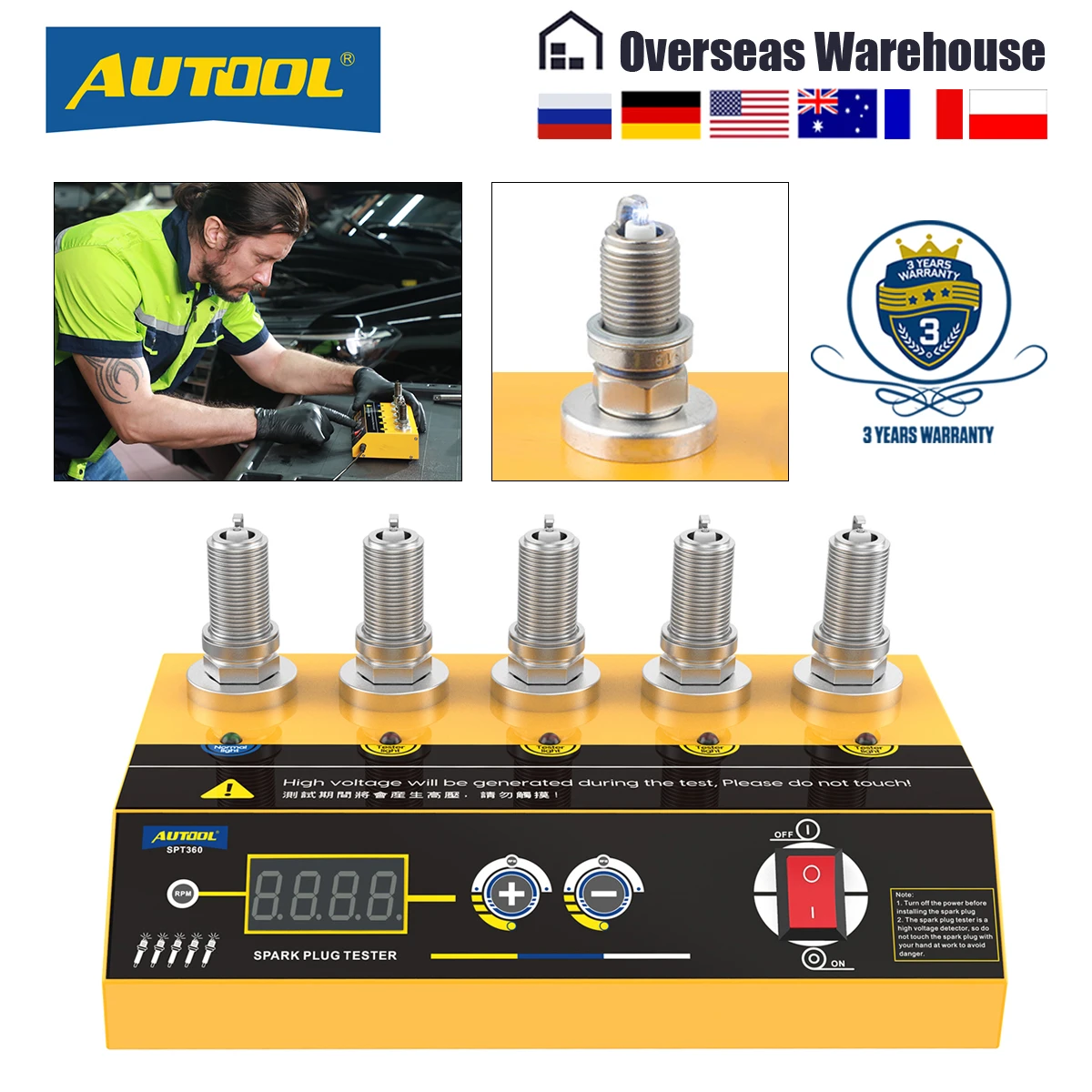 Autool Spt360 Car Spark Plug Tester Ignition Testers Automotive Diagnostic Tool Five Hole Spark